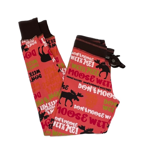 New LAZY ONE Canada PJ Leggings Moose Bottoms Size XS Dont Moose With Me Peach - Picture 4 of 7